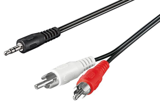 Lydkabel 3,5 mm til 2 x RCA 5 m, svart