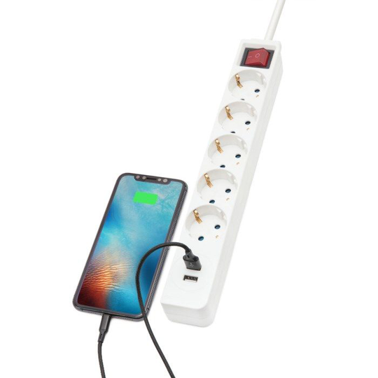 Luxorparts Grenuttak med USB-lading 5-veis