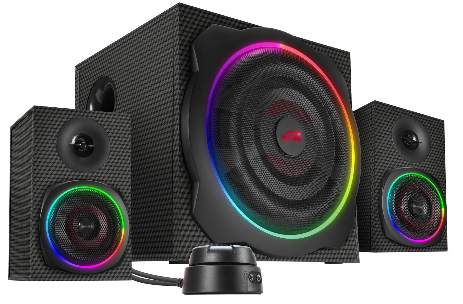 SpeedLink GRAVITY CARBON RGB 2.1 Subwoofer System, Svart