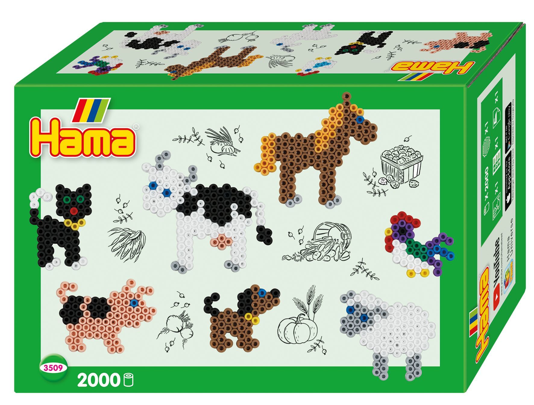 Hama Midi Perler Gavesett Gårdsdyr, 2000 stk