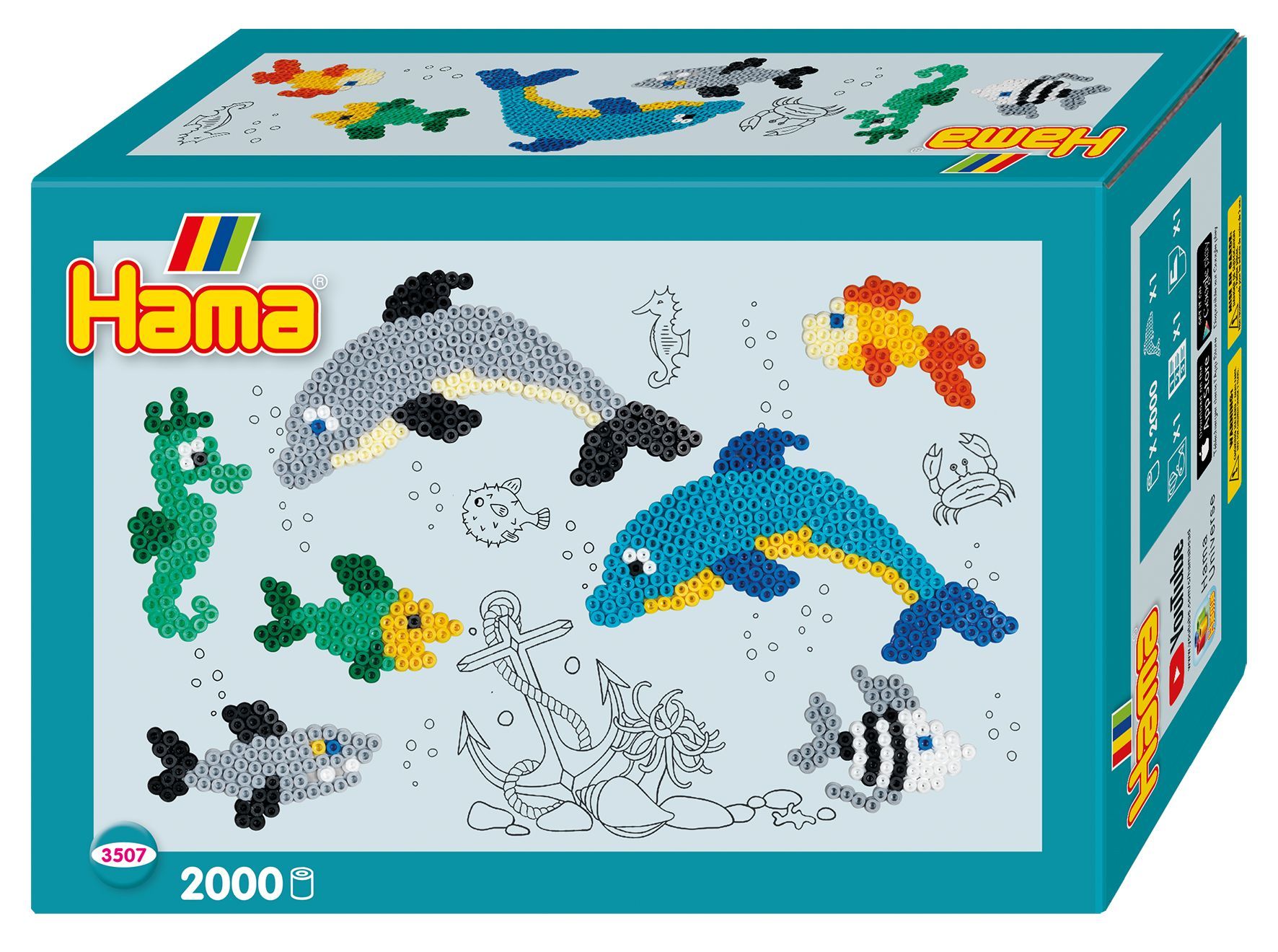 Hama Midi Perler Gavesett Delfiner, 2000 stk